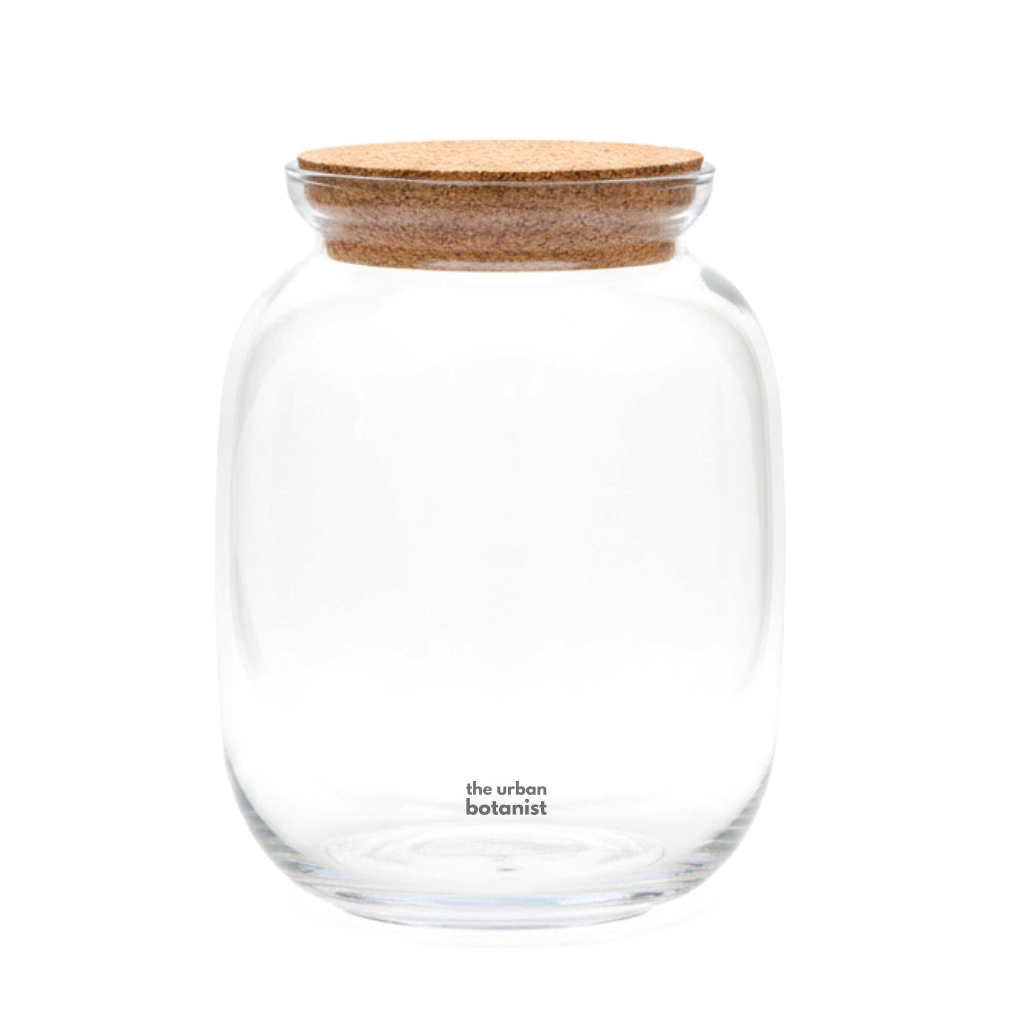 Balloon terrarium glass with cork lid, stylish round jar for creating tropical terrariums and modern home décor.