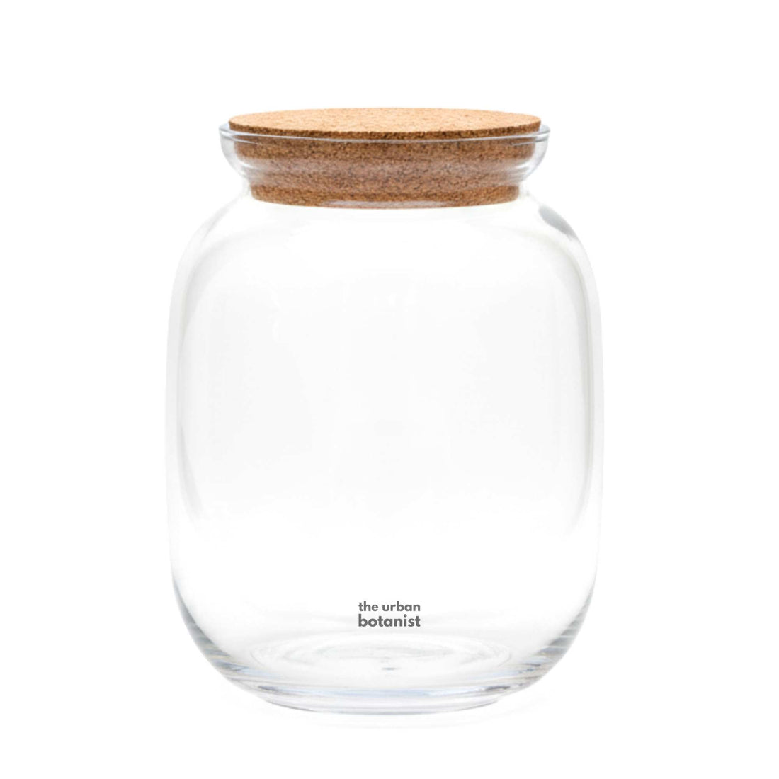 Balloon glass terrarium jar with cork lid, rounded closed terrarium container ideal for tropical plants and indoor décor.