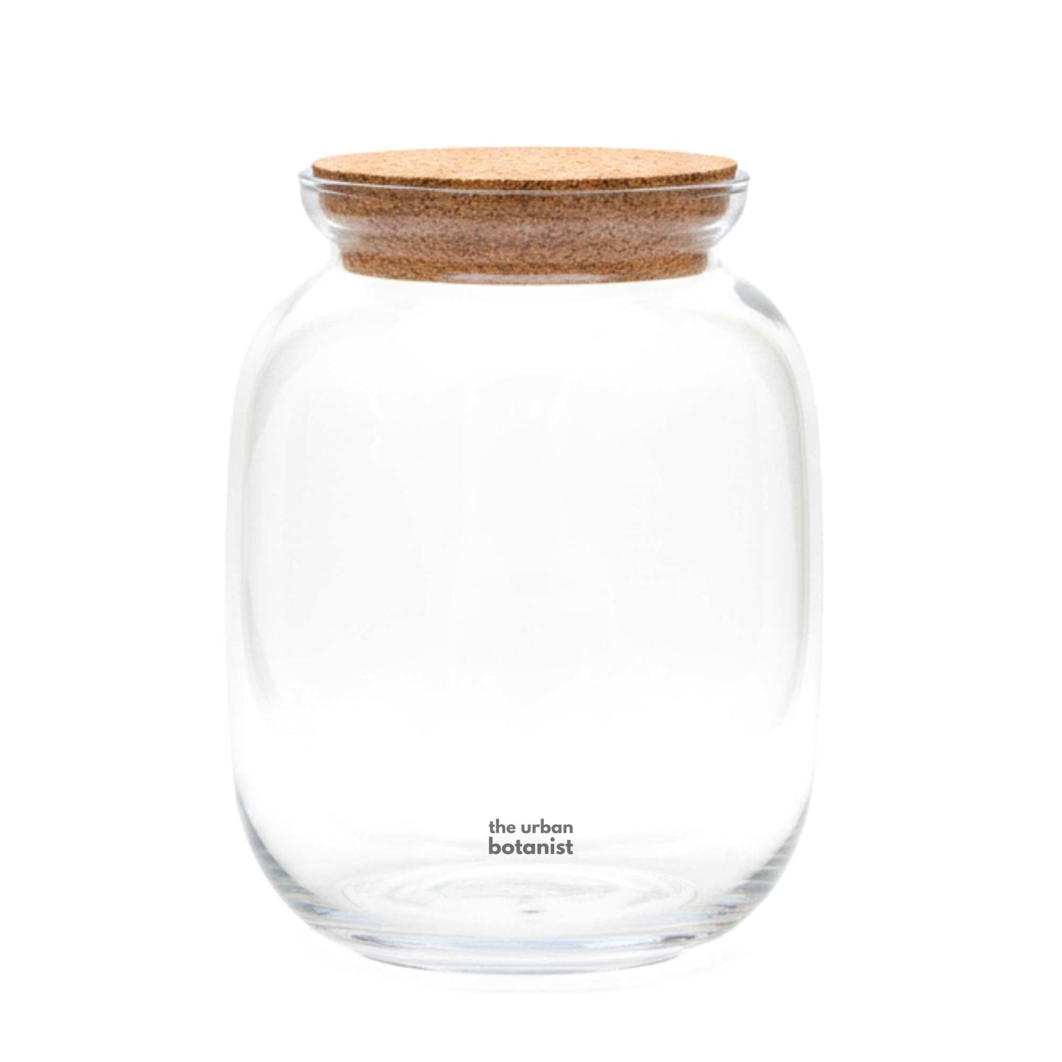 Balloon glass terrarium jar with cork lid, rounded closed terrarium container ideal for tropical plants and indoor décor.