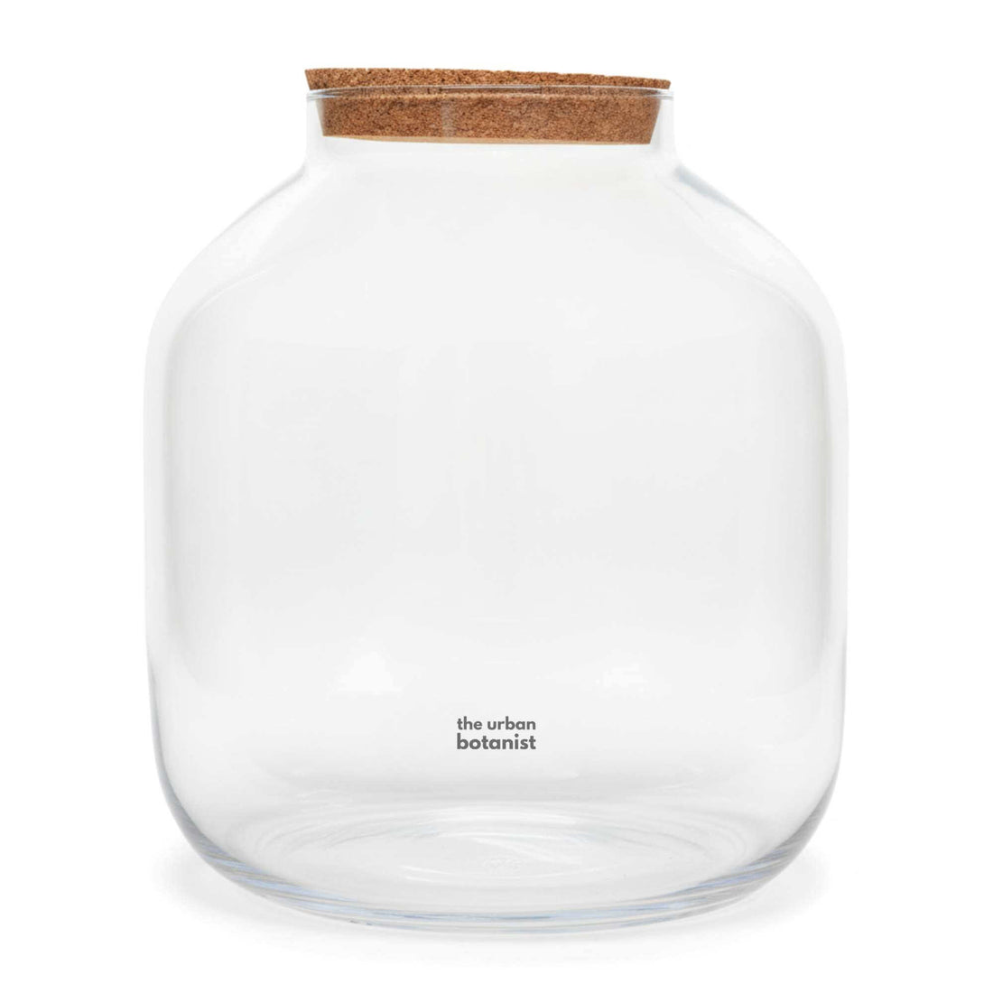 XL glass terrarium jar with cork lid, large wide glass container ideal for creating closed terrariums and indoor plant displays.
